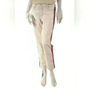 MOTHER  White Pink Side Stripe Midrise Dazzler Crop Denim 29W USA